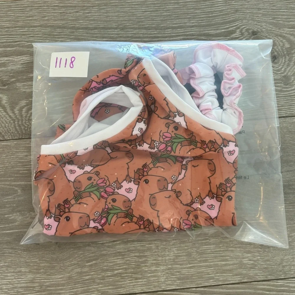 NWT Gym Gear Kids Brown Capybara Animal Print Gymnastics/Dance Leotard Size S‎